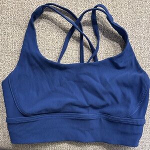 Lululemon energy long line blue ribbed bra